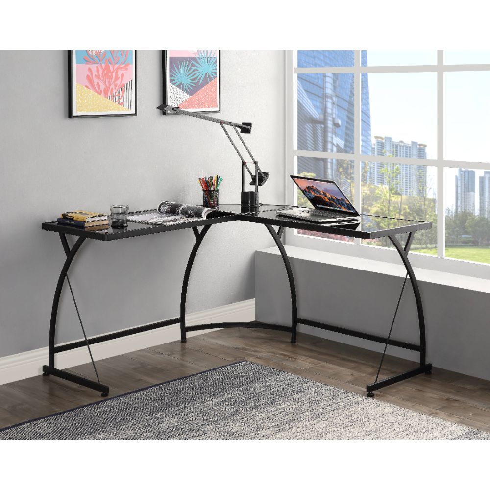 Janison Desk, Black Glass & Black 92590