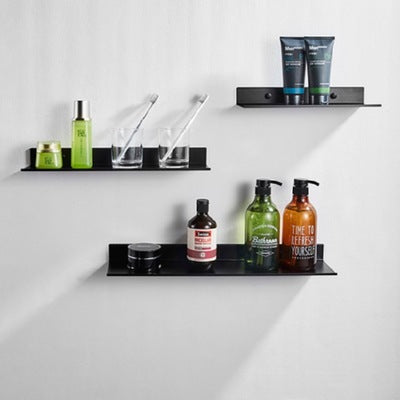 Black non-perforated bathroom shelf