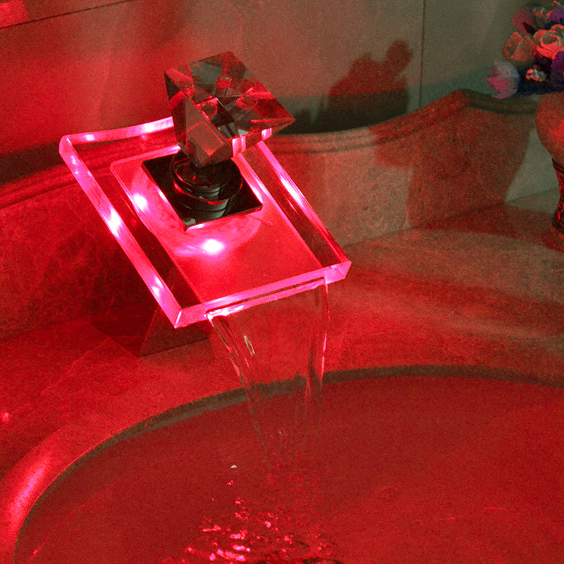 LED Illuminated Waterfall Glass Basin Faucet