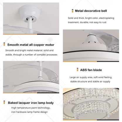 LED Fan Light Acrylic Stealth Restaurant Ceiling Fan Light Energy-saving Silent