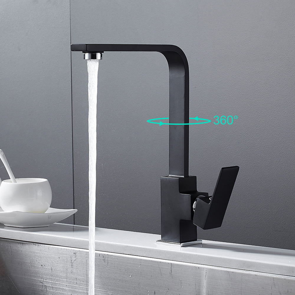 Brushed Vegetable Copper-bottomed Hot And Cold Kitchen Faucet With Rotating Single Hole Sink
