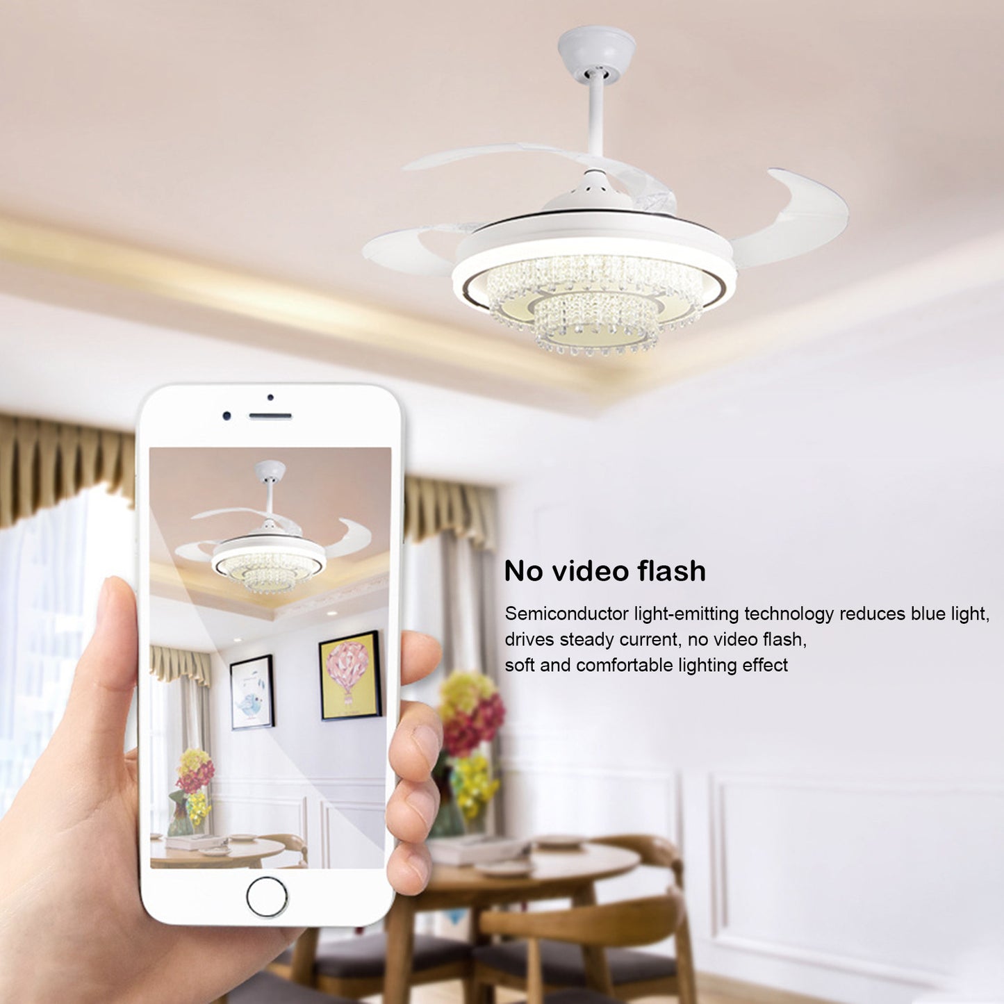 LED Fan Light Acrylic Stealth Restaurant Ceiling Fan Light Energy-saving Silent