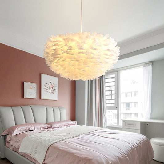 Feather Chandelier Nordic Modern Living Room Bedroom Feather Lamp Warm Dining Room Lamp Clothing Shop Coffee Shop Chandelier