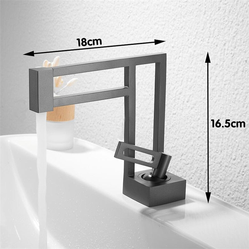 Tuqiu Basin Faucet Black Brass Widespread Bathroom Sink Faucet 3 Hole Widespread Basin Mixer Double Handle Hot Cold Water Tap