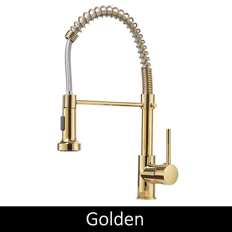 Deck Mounted Flexible Kitchen Faucets Pull Out Mixer Tap Black Hot Cold Kitchen Faucet Spring Style with Spray Mixers Taps E9009