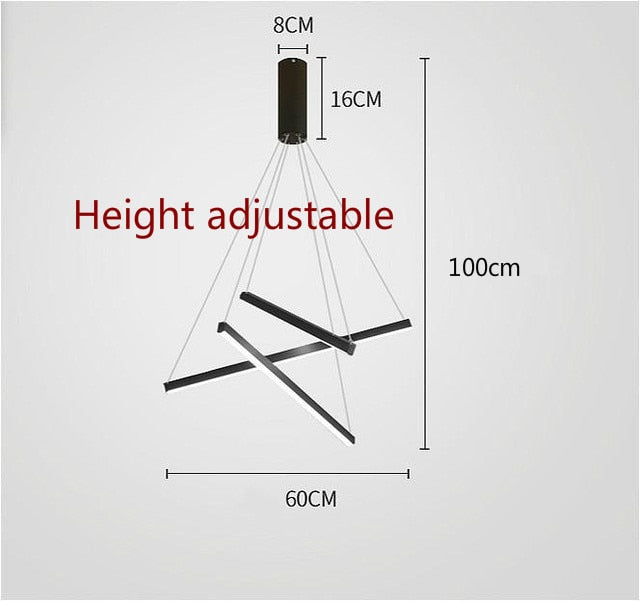 Modern Black Stair Chandelier simple duplex building highrise empty living room Bedroom hall personality long LED line lamp