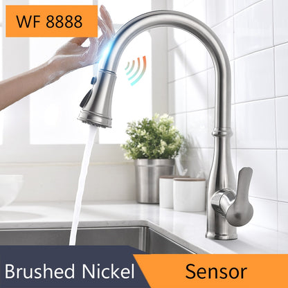 Pull Out Black Sensor Kitchen Faucets Stainless Steel Smart Induction Mixed Tap Touch Control Sink Tap Torneira De KH1005R