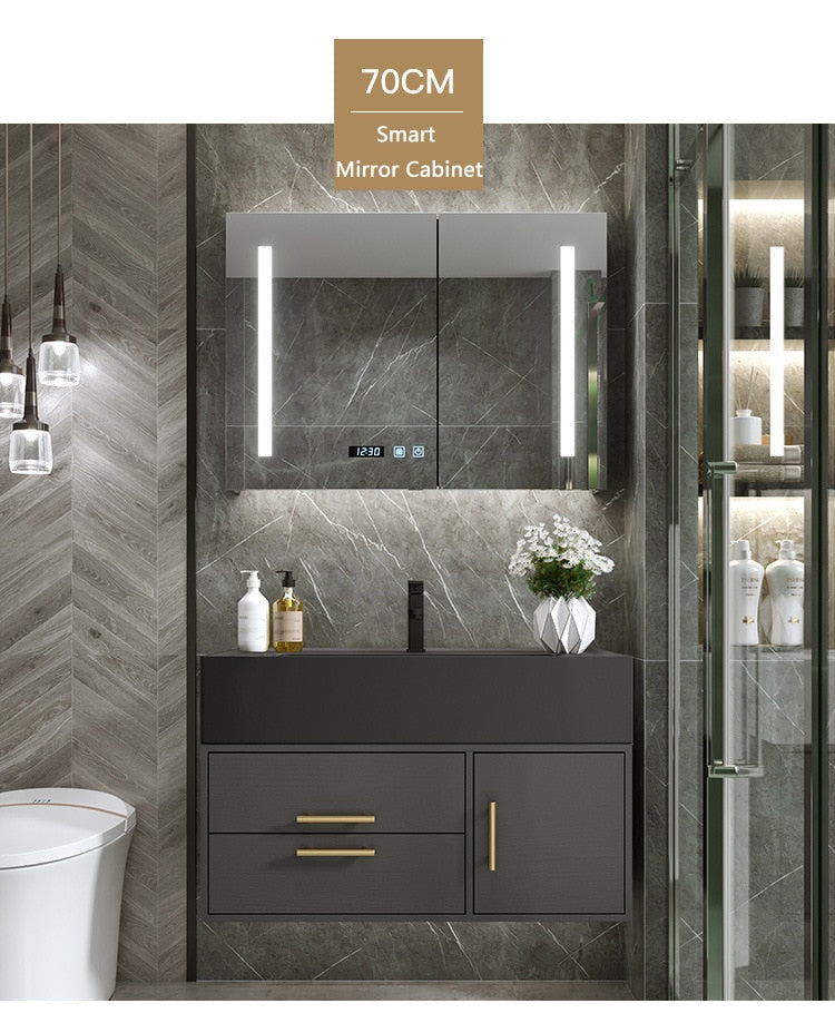 Light Luxury Modern Bathroom Cabinet Combination Bathroom Cabinet Smart Mirror Cabinet Bathroom Washbasin Bathroom Furniture