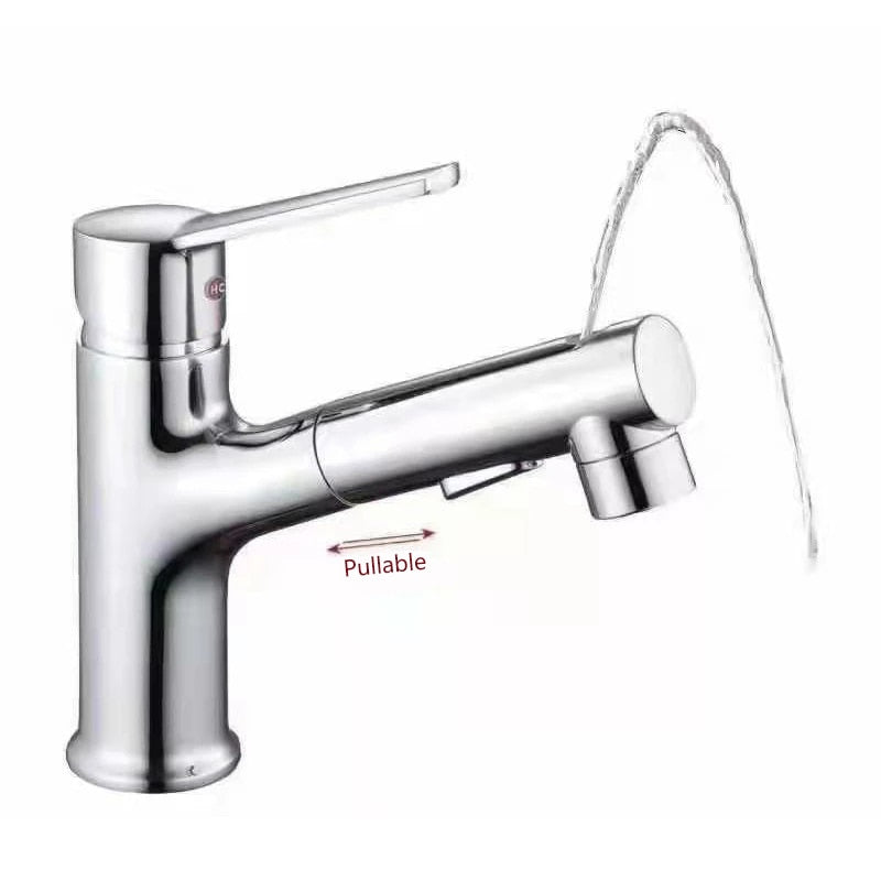 Mouthwash Basin Faucet Full Copper Basin Pull Hot Cold Double Outlet Faucet Black Wash Basin Retractable Pull Tapware Bathroom