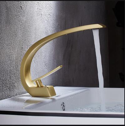 Tuqiu Basin Faucet Modern Bathroom Mixer Tap Black/Gold Wash basin Faucet Single Handle Hot and Cold Waterfall Faucet
