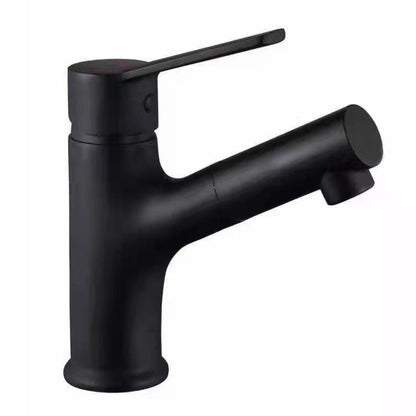 Mouthwash Basin Faucet Full Copper Basin Pull Hot Cold Double Outlet Faucet Black Wash Basin Retractable Pull Tapware Bathroom