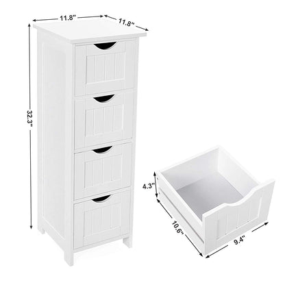 White Bathroom Storage Cabinet, Freestanding Office Cabinet with Drawers