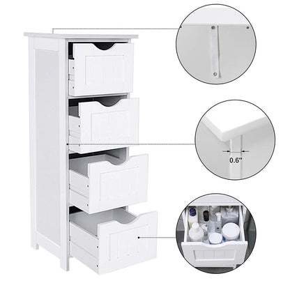 White Bathroom Storage Cabinet, Freestanding Office Cabinet with Drawers