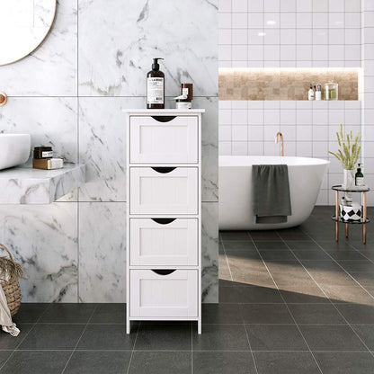 White Bathroom Storage Cabinet, Freestanding Office Cabinet with Drawers