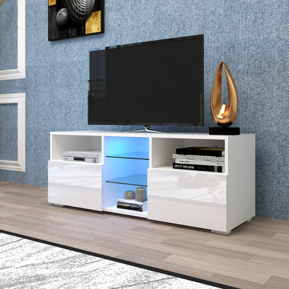 Modern Minimalist TV Cabinet Living Room with 20 colors LED Lights,TV Stand Entertainment Center (White) Modern High-Gloss LED TV Cabinet, Simpleness Creative Furniture TV Cabinet