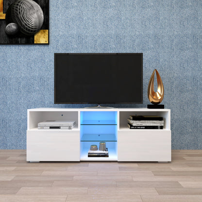Modern Minimalist TV Cabinet Living Room with 20 colors LED Lights,TV Stand Entertainment Center (White) Modern High-Gloss LED TV Cabinet, Simpleness Creative Furniture TV Cabinet