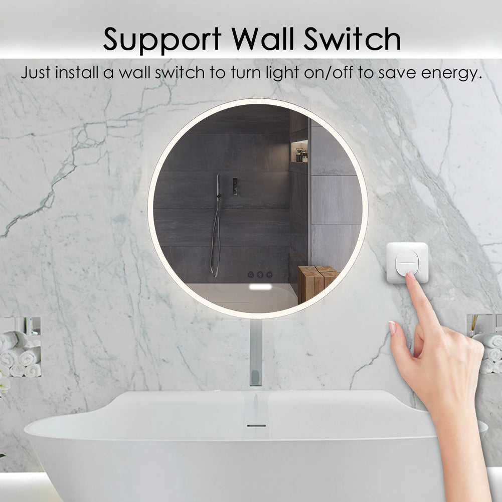 Acrylic Led mirror 24*24 Inches smart Anti fog Touch switch LED Bathroom Mirror 3 level Brightness Adjustment