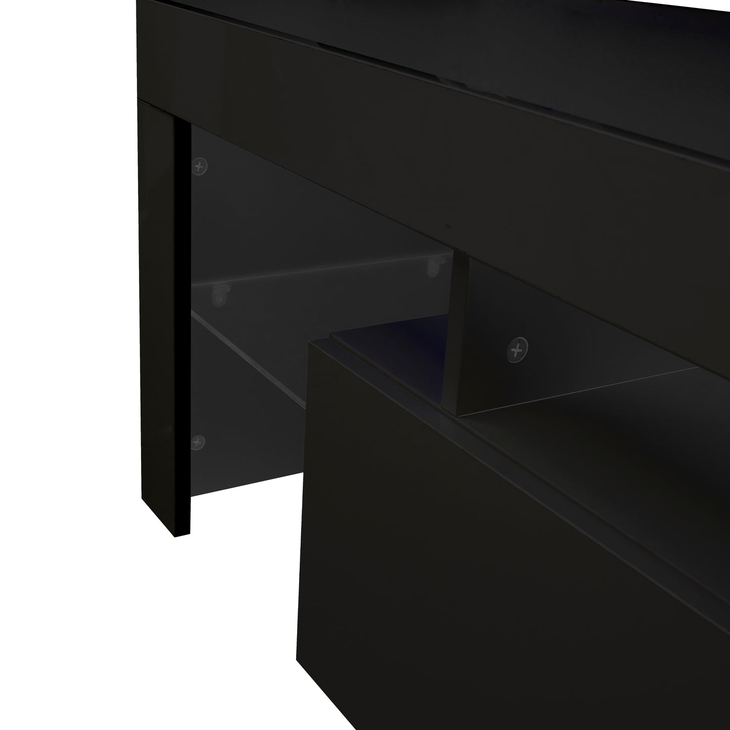 Modern Black TV Stand, 20 Colors LED TV Stand w/Remote Control Lights