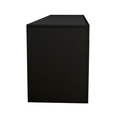 Modern Black TV Stand, 20 Colors LED TV Stand w/Remote Control Lights