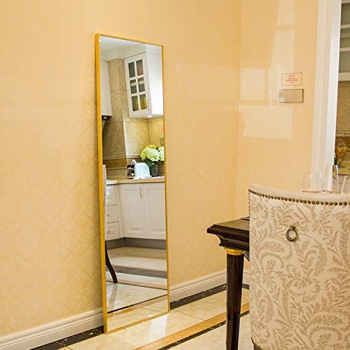 Miro 1500 400-g    Full Length Mirror Floor Mirror Hanging Standing or Leaning, Bedroom Mirror Wall-Mounted Mirror with Gold Aluminum Alloy Frame, 59" x 15.7"