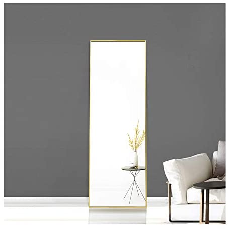 Miro 1500 400-g    Full Length Mirror Floor Mirror Hanging Standing or Leaning, Bedroom Mirror Wall-Mounted Mirror with Gold Aluminum Alloy Frame, 59" x 15.7"