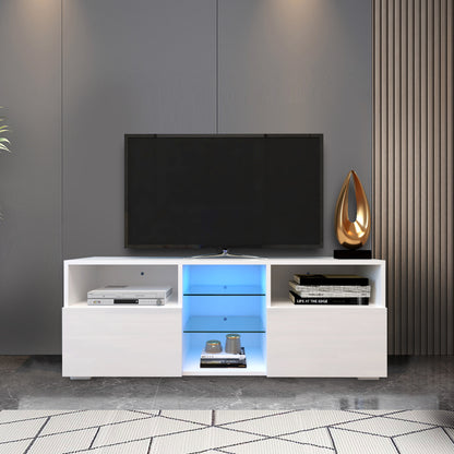 Modern Minimalist TV Cabinet Living Room with 20 colors LED Lights,TV Stand Entertainment Center (White) Modern High-Gloss LED TV Cabinet, Simpleness Creative Furniture TV Cabinet