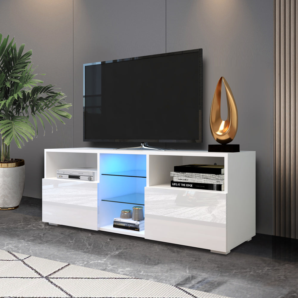 Modern Minimalist TV Cabinet Living Room with 20 colors LED Lights,TV Stand Entertainment Center (White) Modern High-Gloss LED TV Cabinet, Simpleness Creative Furniture TV Cabinet