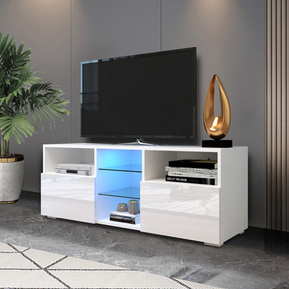 Modern Minimalist TV Cabinet Living Room with 20 colors LED Lights,TV Stand Entertainment Center (White) Modern High-Gloss LED TV Cabinet, Simpleness Creative Furniture TV Cabinet