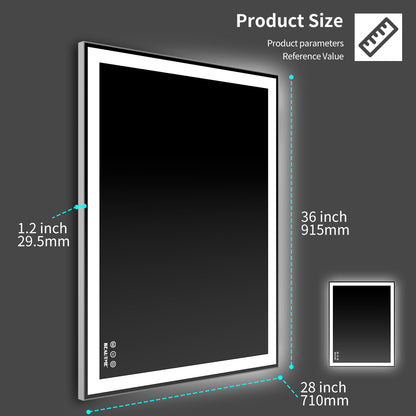 LED Bathroom Vanity Mirror Wall Mounted Adjustable White/Warm/Natural Lights Anti-Fog Touch Switch with Memory Modern Smart Large Bathroom Mirrors