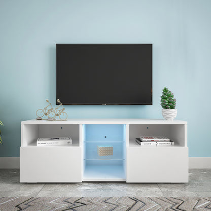 Modern Minimalist TV Cabinet Living Room with 20 colors LED Lights,TV Stand Entertainment Center (White) Modern High-Gloss LED TV Cabinet, Simpleness Creative Furniture TV Cabinet