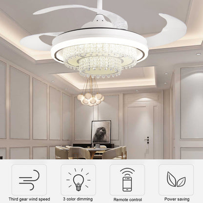 LED Fan Light Acrylic Stealth Restaurant Ceiling Fan Light Energy-saving Silent