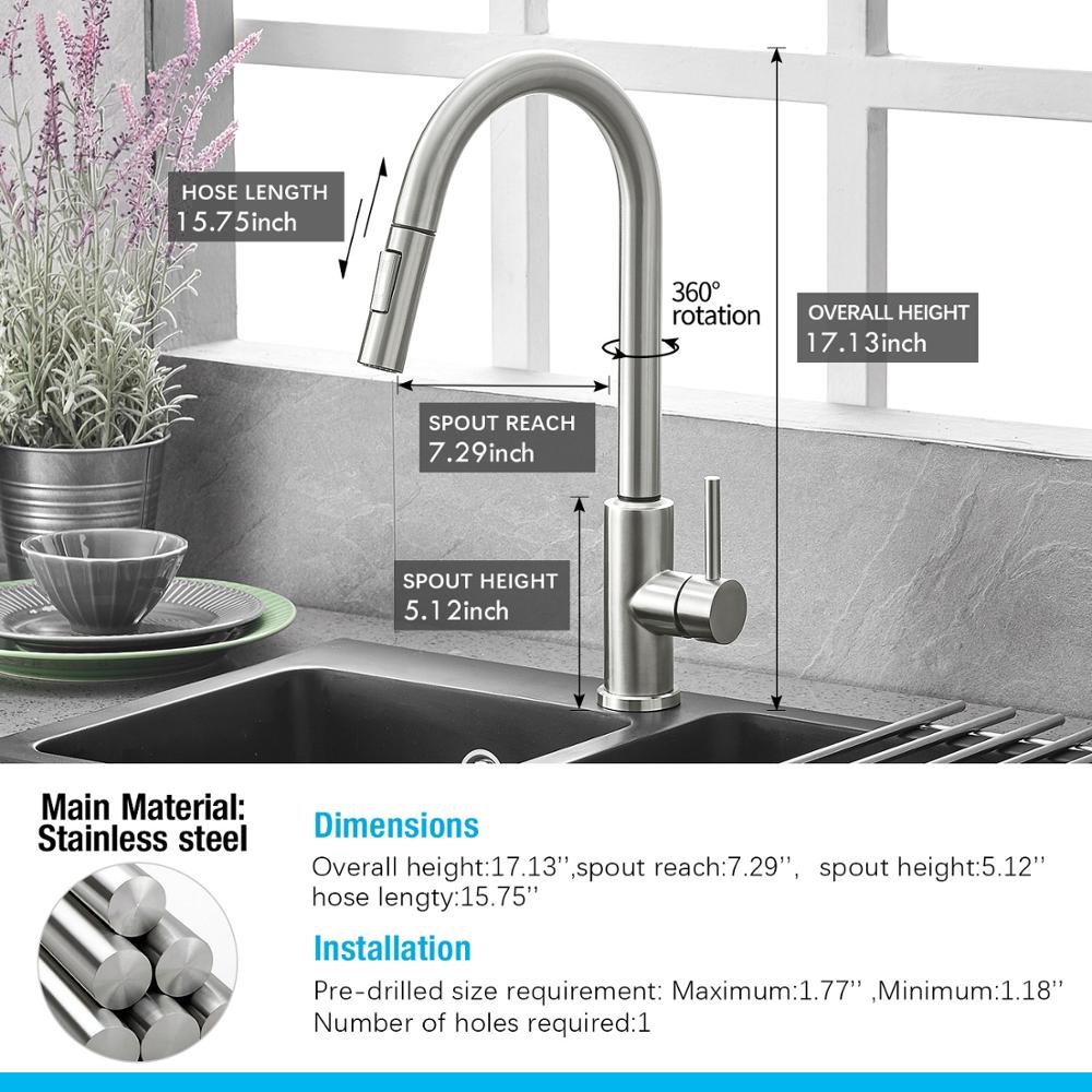 Pull Out Black Sensor Kitchen Faucets Stainless Steel Smart Induction Mixed Tap Touch Control Sink Tap Torneira De Cozinha