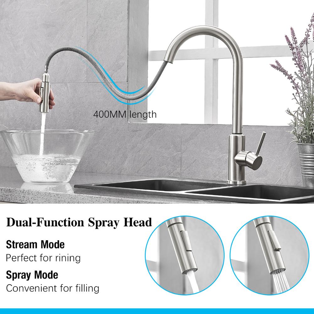 Pull Out Black Sensor Kitchen Faucets Stainless Steel Smart Induction Mixed Tap Touch Control Sink Tap Torneira De Cozinha