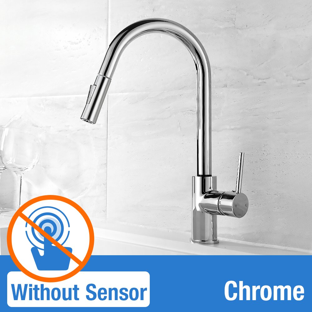Pull Out Black Sensor Kitchen Faucets Stainless Steel Smart Induction Mixed Tap Touch Control Sink Tap Torneira De Cozinha