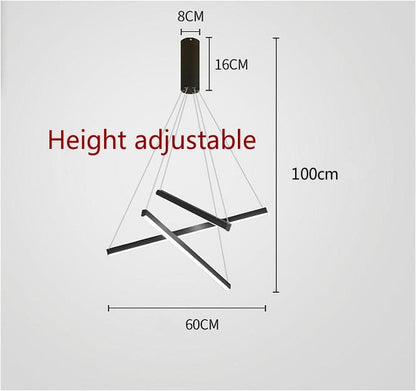 Modern Black Stair Chandelier simple duplex building highrise empty living room Bedroom hall personality long LED line lamp