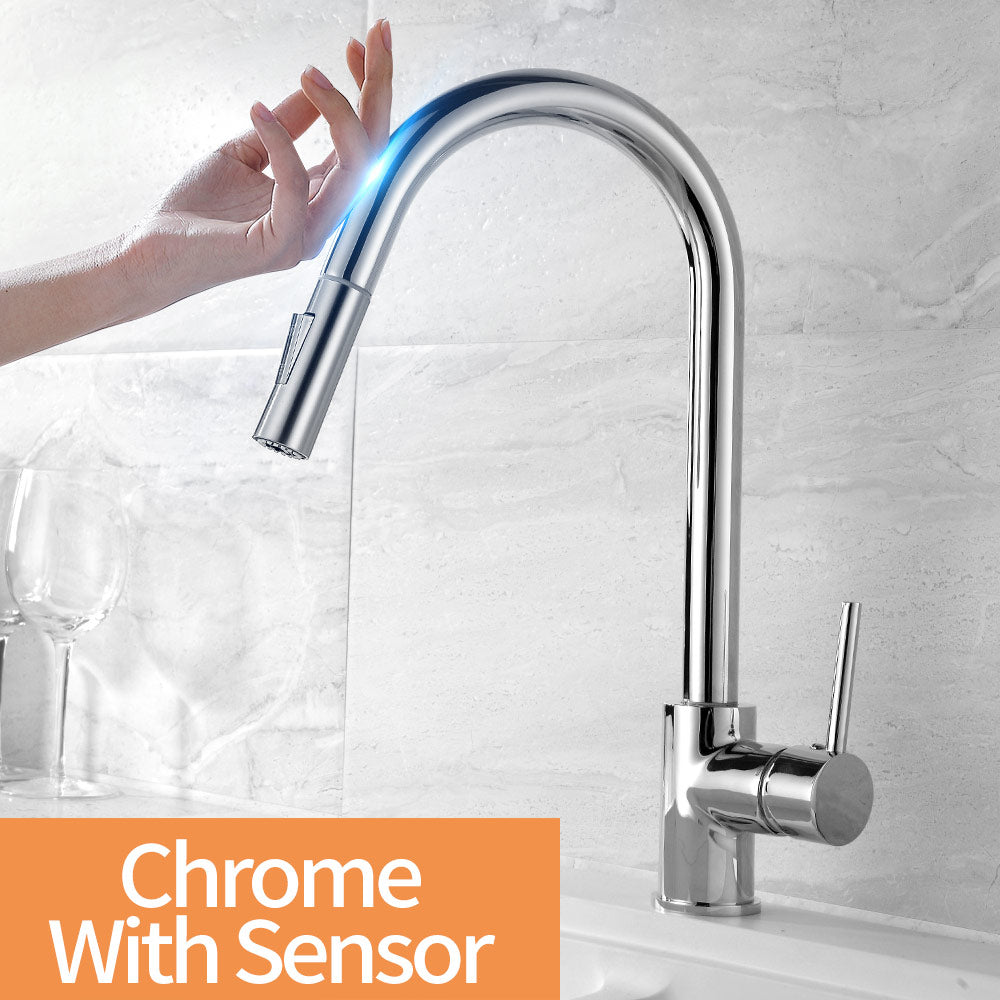 Pull Out Black Sensor Kitchen Faucets Stainless Steel Smart Induction Mixed Tap Touch Control Sink Tap Torneira De Cozinha