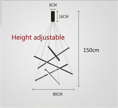 Modern Black Stair Chandelier simple duplex building highrise empty living room Bedroom hall personality long LED line lamp