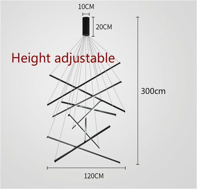 Modern Black Stair Chandelier simple duplex building highrise empty living room Bedroom hall personality long LED line lamp