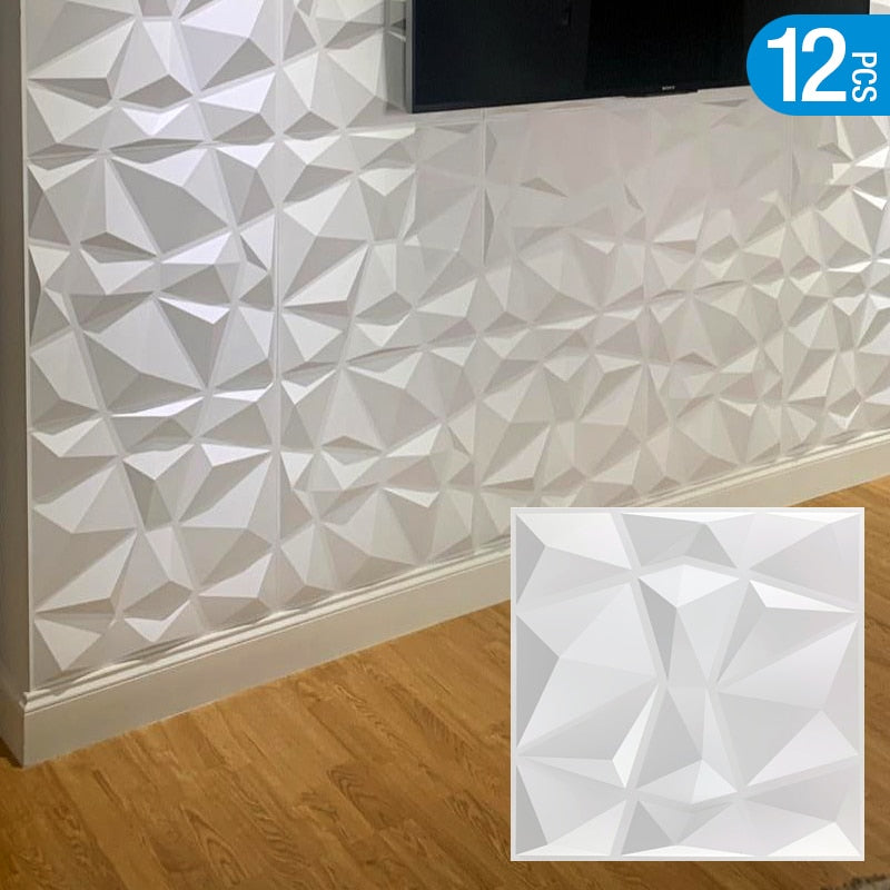 12Pcs 30x30cm Decorative 3D Wall Panel Diamond Design Wallpaper non-self-adhesive 3D wall sticker 90s aesthetic room renovation