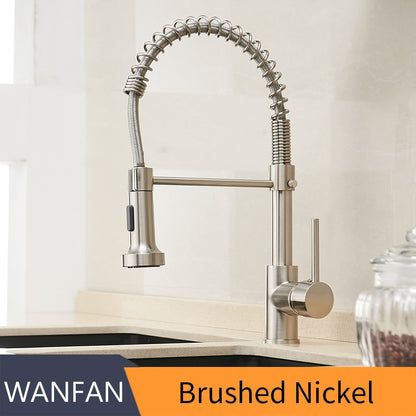 Kitchen Faucets Matte Black Faucets for Kitchen Sink  Single Lever Pull Out Spring Spout Mixers Tap Hot Cold Water Crane 9009