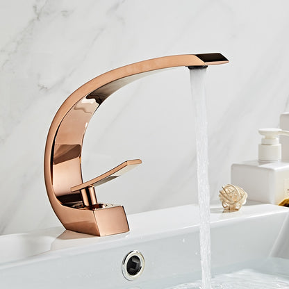 Tuqiu Basin Faucet Modern Bathroom Mixer Tap Black/Gold Wash basin Faucet Single Handle Hot and Cold Waterfall Faucet