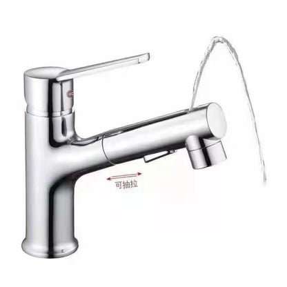 Mouthwash Basin Faucet Full Copper Basin Pull Hot Cold Double Outlet Faucet Black Wash Basin Retractable Pull Tapware Bathroom