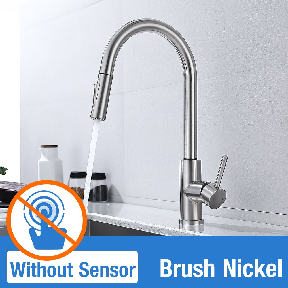 Pull Out Black Sensor Kitchen Faucets Stainless Steel Smart Induction Mixed Tap Touch Control Sink Tap Torneira De Cozinha