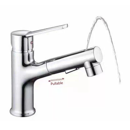 Mouthwash Basin Faucet Full Copper Basin Pull Hot Cold Double Outlet Faucet Black Wash Basin Retractable Pull Tapware Bathroom