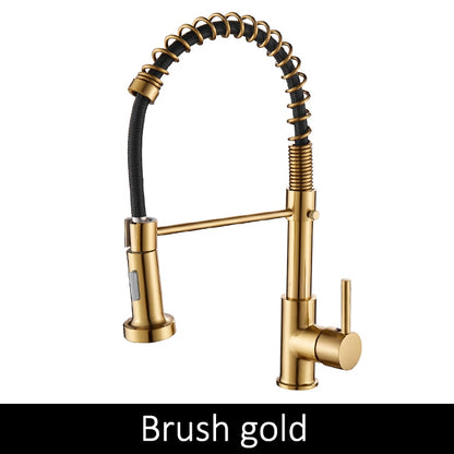 Deck Mounted Flexible Kitchen Faucets Pull Out Mixer Tap Black Hot Cold Kitchen Faucet Spring Style with Spray Mixers Taps E9009