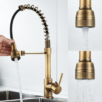 Deck Mounted Flexible Kitchen Faucets Pull Out Mixer Tap Black Hot Cold Kitchen Faucet Spring Style with Spray Mixers Taps E9009