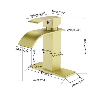 Single Handle Waterfall Bathroom Vanity Sink Faucet with Extra Large Rectangular Spout, Brushed Nickel