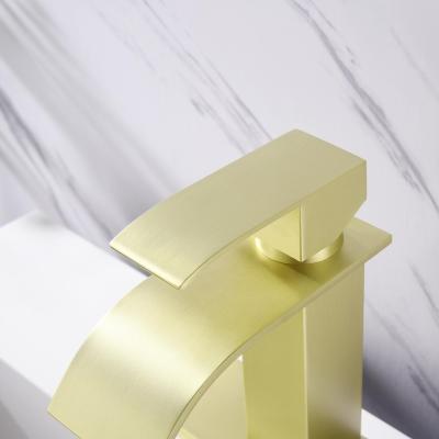 Single Handle Waterfall Bathroom Vanity Sink Faucet with Extra Large Rectangular Spout, Brushed Nickel