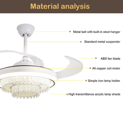 LED Fan Light Acrylic Stealth Restaurant Ceiling Fan Light Energy-saving Silent